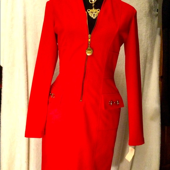 💥NWT UNIQUE DESIGNER VINTAGE💥FIRE ENGINE RED DRESS - Picture 5 of 6